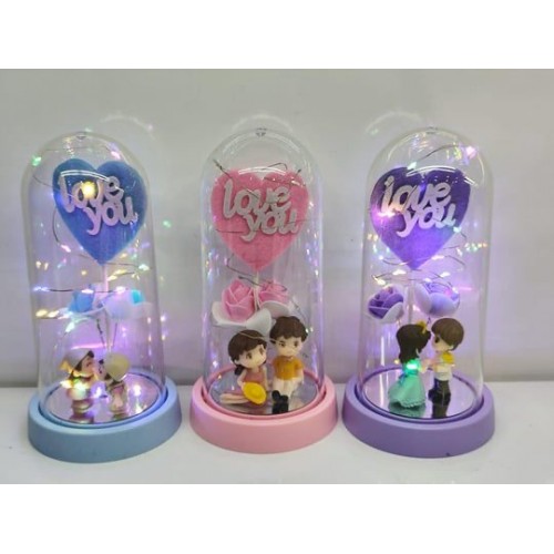 Işıklı sevgili fanus biblo