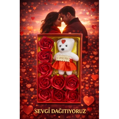 Güllü ayıcıklı kutu 